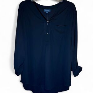 New ModCloth black sheer flowy blouse women’s XL